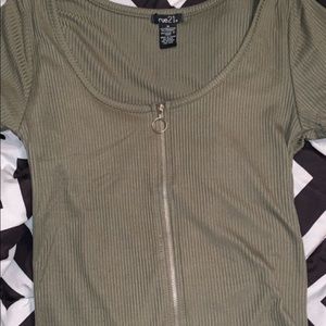 Army green zipper shirt